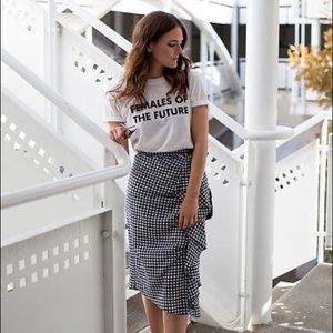 Intermix Gingham ruffled skirt worn once